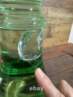 RARE antique green 20lb Heavy 26 Tall glass brass table lamp