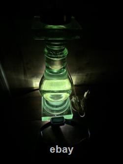 RARE antique green 20lb Heavy 26 Tall glass brass table lamp