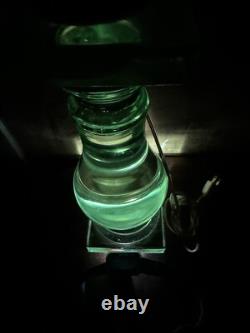 RARE antique green 20lb Heavy 26 Tall glass brass table lamp
