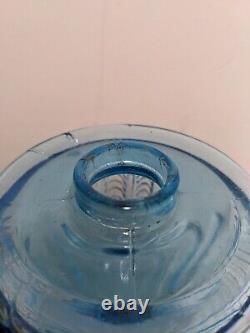 READ Antique Oil Kerosene Lamp Blue Turkey foot US Glass