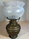 Rare 1886 Antique The Rochester Brass Oil Kerosene Lamp with Floral Glass Shade