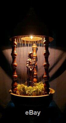 Rare 1970's Hanging Antique Oil Rain Lamp with Don Juan Statue