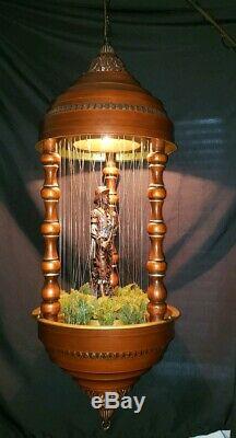 Rare 1970's Hanging Antique Oil Rain Lamp with Don Juan Statue