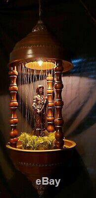 Rare 1970's Hanging Antique Oil Rain Lamp with Don Juan Statue