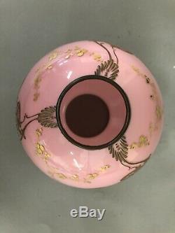 Rare 6 Antique Pink/Gold Oil Lamp Shade 2 3/4 Fitter 6 X 6