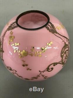 Rare 6 Antique Pink/Gold Oil Lamp Shade 2 3/4 Fitter 6 X 6