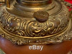 Rare ANTIQUE BRADLEY & HUBBARD GWTW BANQUET OIL LAMP Applied Branch & Leaves