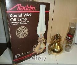 Rare Antique Aladdin Round Wick Oil Lamp With Solid Brass Base. New In Box