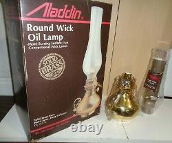 Rare Antique Aladdin Round Wick Oil Lamp With Solid Brass Base. New In Box