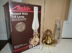 Rare Antique Aladdin Round Wick Oil Lamp With Solid Brass Base. New In Box