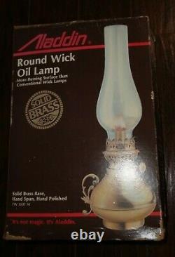 Rare Antique Aladdin Round Wick Oil Lamp With Solid Brass Base. New In Box