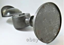 Rare Antique American Pewter Bull's-Eye Whale Oil Lens Lamp, ca. 1840s