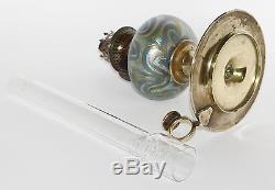 Rare Antique Art Nouveau Loetz Austria Art Glass Brass Oil Lamp Jugendstil Lötz