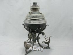 Rare Antique Bradley & Hubbard B&H Wrought Iron Oil Lamp With Burner 1896