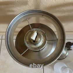 Rare! Antique Brass Double Arm Oil Lamp Green Glass Shades Desk Table Kerosene