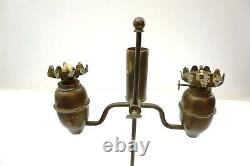 Rare Antique Brass Double Student Oil Lamp Miniature 13 Tall Salesman Sample