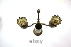 Rare Antique Brass Double Student Oil Lamp Miniature 13 Tall Salesman Sample