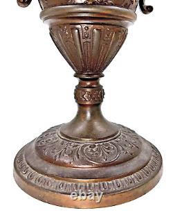 Rare Antique Bronze Kerosene Oil Banquet Lamp Cherub & Lions Glass Font THURO #3