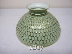 Rare Antique Celery Cased Gold Fish Scale Student And Parlor Lamp Shade