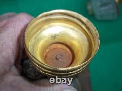 Rare Antique Figural Stem Kerosene Oil Lamp w Rare Dated Screw on Glass Font