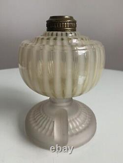 Rare Antique Gay Opalescent/Venice Oil Lamp Uranium Glass Circa 1890