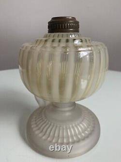 Rare Antique Gay Opalescent/Venice Oil Lamp Uranium Glass Circa 1890