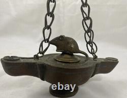 Rare Antique Italian Grand Tour Bronze Mouse Rat Oil Lamp Greek Roman Style 18c