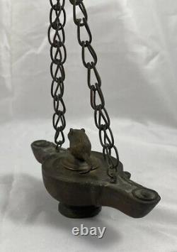 Rare Antique Italian Grand Tour Bronze Mouse Rat Oil Lamp Greek Roman Style 18c