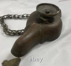Rare Antique Italian Grand Tour Bronze Mouse Rat Oil Lamp Greek Roman Style 18c