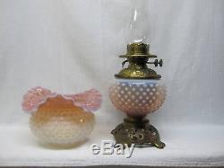 Rare Antique Matching Art Glass Gone With The Wind Table Lamp In Oil
