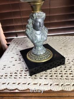 Rare Antique Panelled Shield Figural Victorian Lady 21 Oil Lamp Thuro Pg 103