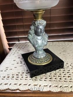 Rare Antique Panelled Shield Figural Victorian Lady 21 Oil Lamp Thuro Pg 103