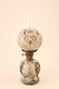 Rare Antique S1-497 Gray Milk Glass Figural Owl Miniature Oil Lamp Burner Light