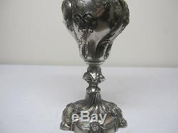 Rare Antique Silver Plated Jr Banquet Lamp Signed Sheffield, Floral Ball Shade