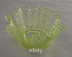 Rare Antique Vaseline Glass Dot & Daisy Lamp Shade Glows