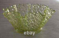 Rare Antique Vaseline Glass Dot & Daisy Lamp Shade Glows