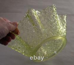 Rare Antique Vaseline Glass Dot & Daisy Lamp Shade Glows