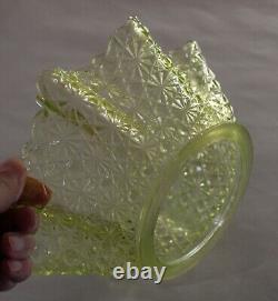 Rare Antique Vaseline Glass Dot & Daisy Lamp Shade Glows