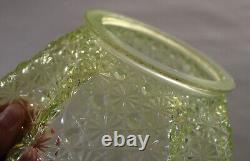 Rare Antique Vaseline Glass Dot & Daisy Lamp Shade Glows