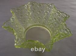 Rare Antique Vaseline Glass Dot & Daisy Lamp Shade Glows