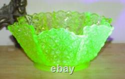 Rare Antique Vaseline Glass Dot & Daisy Lamp Shade Glows