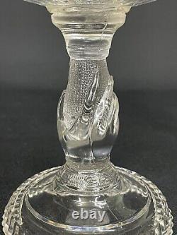 Rare Antique c. 1880-1900 Hobbs Clear Glass Hand Lamp No. 1 Kerosene Oil Lamp Base