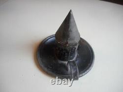 Rare C. 1820-1840 Tin Whale Oil Finger Lamp with rare Witches Hat snuffing Lid