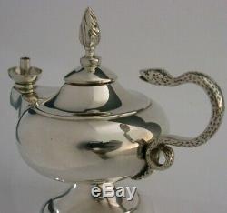 Rare English Sterling Silver Table Cigar Lighter Oil Lamp 1939 Antique