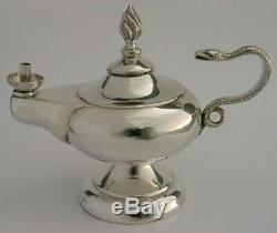 Rare English Sterling Silver Table Cigar Lighter Oil Lamp 1939 Antique