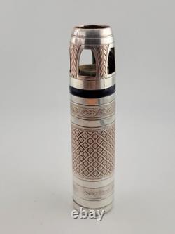 Rare One Of A Kind Antique Silver Metal & Enamel German Marine Oil Lamp