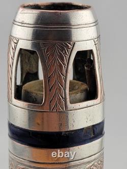 Rare One Of A Kind Antique Silver Metal & Enamel German Marine Oil Lamp