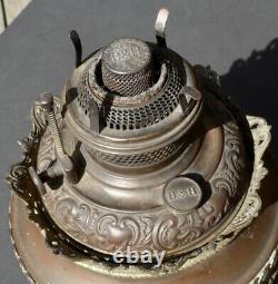 Rare & Ornate Bradley & Hubbard B&h Kerosene Center Draft Table Or Banquet Lamp