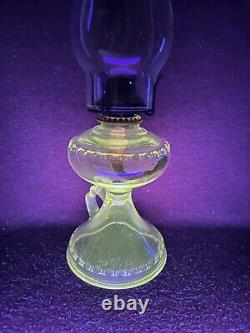 Rare Patented 1911 Antique EAPG Magnesium Glass Oil Finger Lamp Scovill Burner