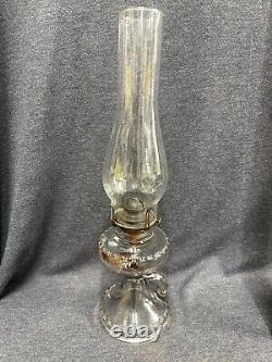 Rare Patented 1911 Antique EAPG Magnesium Glass Oil Finger Lamp Scovill Burner